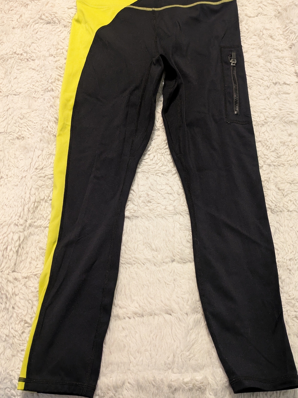 Men's Black and Neon Yellow Athletic Pants